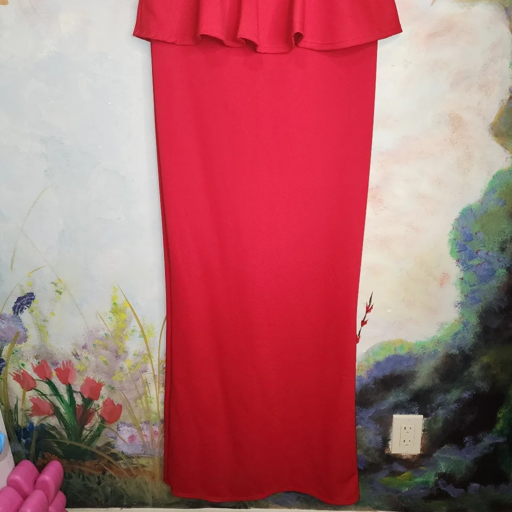NWOT Red MAXI Dress with Peplum Style Skirt - Picture 10 of 14